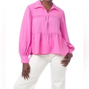 Crosby By Mollie Burch Pink Tiered Top
